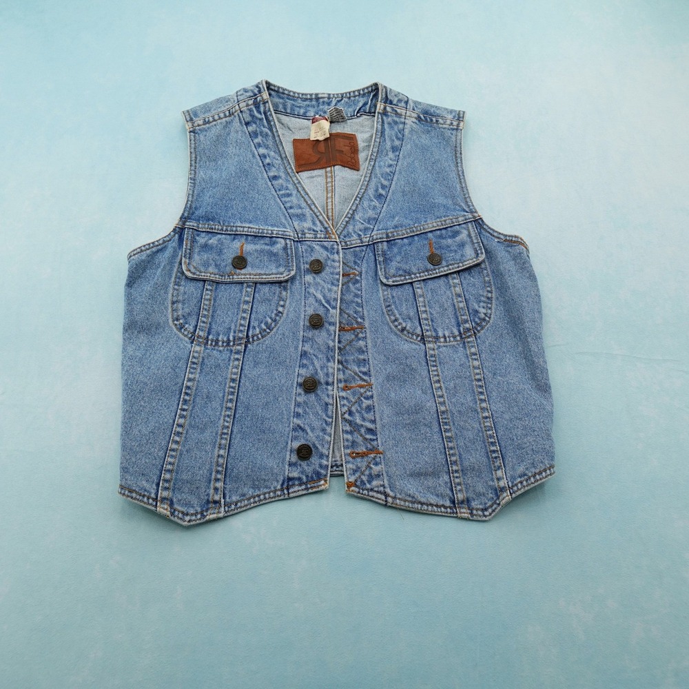 Vintage Rafaella Womens Denim Vest Small Light Wash Cotton Button Front NWT